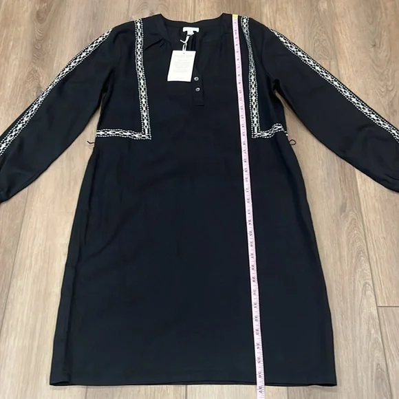 NWT Garnet Hill Lyocell Fabric Embroidered Boho Shirt Dress Size 4 Black - Picture 5 of 16